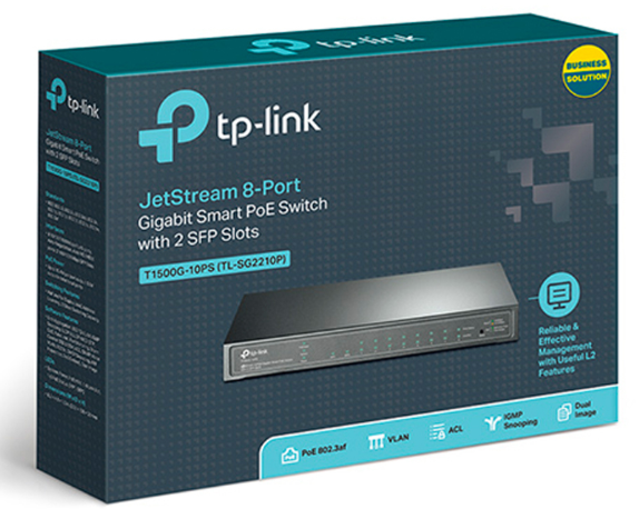 Switch PoE+ Tp-Link SG2210P 8 Portas 10/100/1000 Mbps + 2 Portas SFP JetStream - Omada