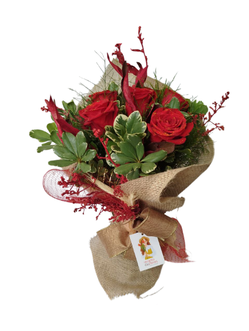 Mini Buquê de 6 Rosas Vermelhas