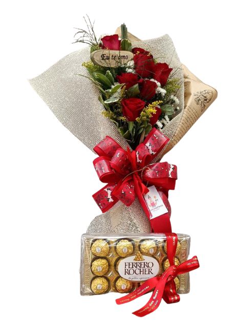 Ramalhete De 8 Rosas E Ferrero 150g