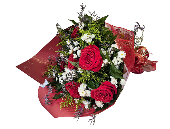 Buquê de 6 Rosas Vermelhas Importadas
