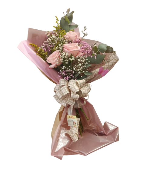 Ramalhete De 3 Rosas Cor de Rosa