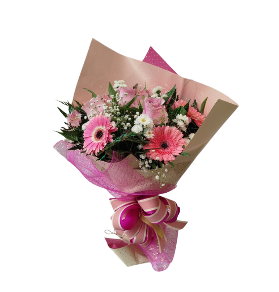 Buquê De 5 Rosas e 5 Gérberas