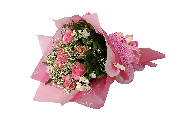 Buquê De 6 Rosas Rosa