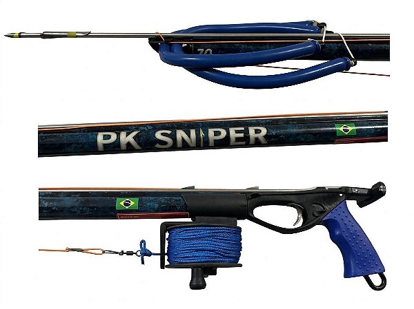 Arbalete PK Sniper Personalizado Azul Seta 7MM Carretilha N50