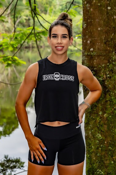 Cropped Iron Cross preto