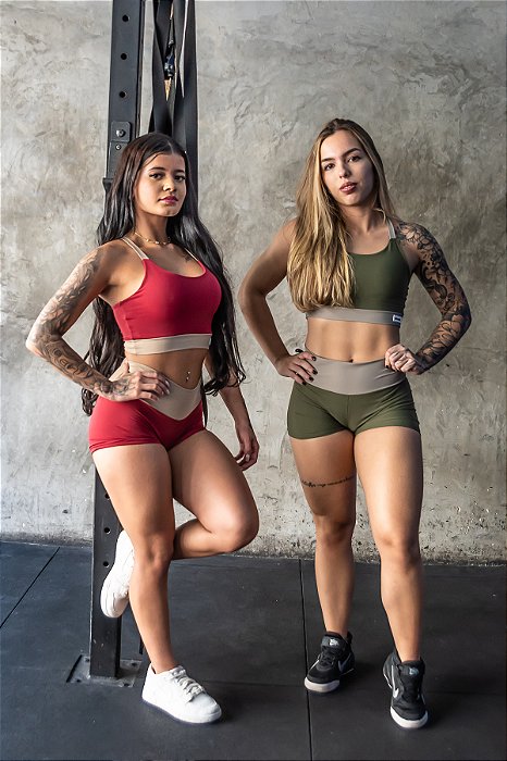 Short Fitness BORDO/BEGE