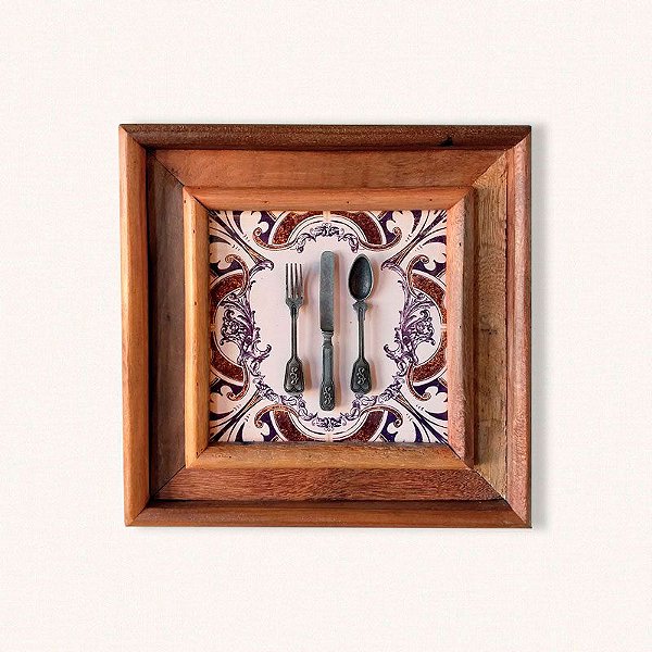 QUADRO AZULEJO TALHERES ANTIGOS