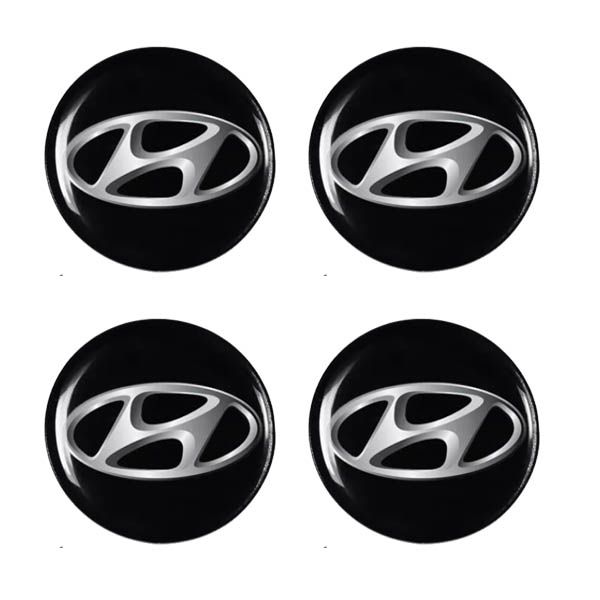 Cartela Com 4 Emblemas Resinados 48mm Para Calota De Roda - Hyundai