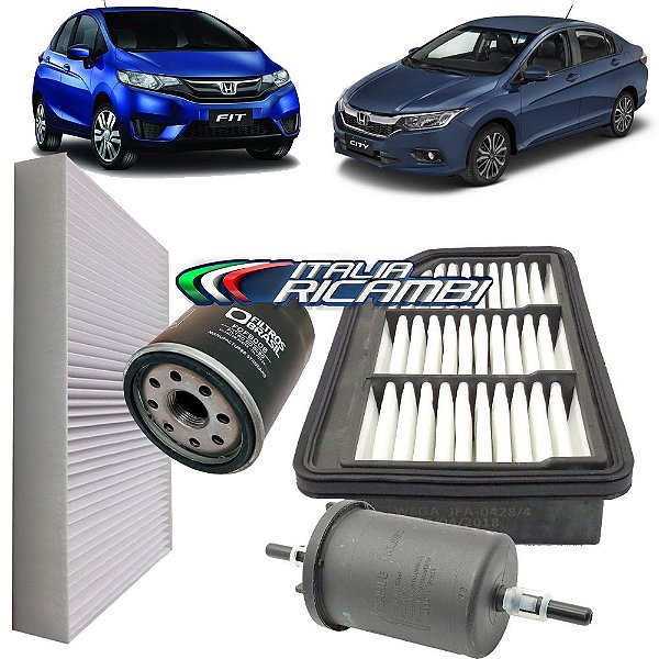 Kit filtros de ar, óleo, combustível e cabine - Honda Fit e City 1.5 16V de 2014 em diante