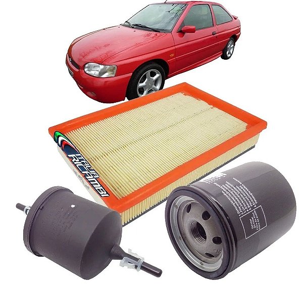 Kit filtros ar, óleo e combustível - Ford Escort 1.6 8V Zetec Rocam 2000 2001 2002