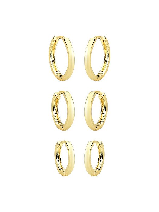 MIX DE BRINCOS ARGOLA REDONDA LISA | BANHADO A OURO
