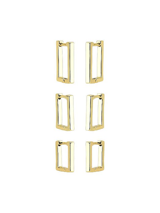 MIX DE BRINCOS ARGOLA QUADRADA | BANHADO A OURO