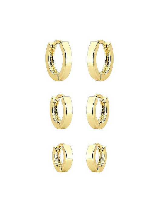 MIX DE BRINCOS ARGOLA LISA | BANHADO A OURO