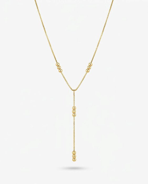 COLAR GRAVATINHA VENEZIANA COM BOLINHA DIAMANTADA | BANHADO A OURO