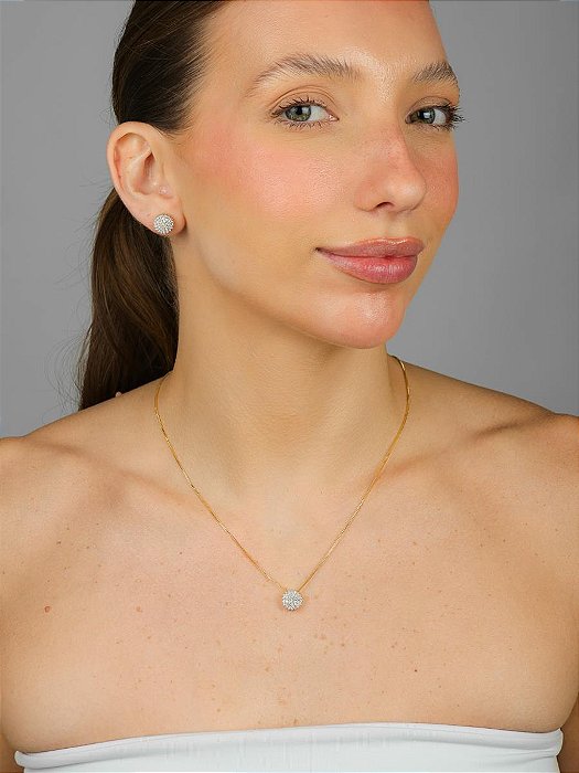 COLAR CHUVEIRO REDONDO | BANHADO A OURO