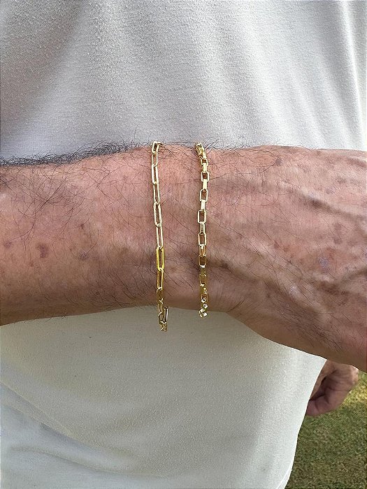 PULSEIRA ELO CADEADO 3MM | MASCULINO | BANHADO A OURO