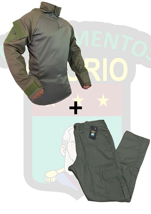 CONJUNTO OSÓRIO - COMBAT SHIRT E CALÇA - VERDE OLIVA
