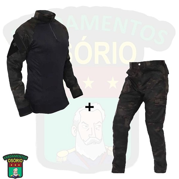 CONJUNTO OSÓRIO - COMBAT SHIRT E CALÇA - MULTICAM BLACK