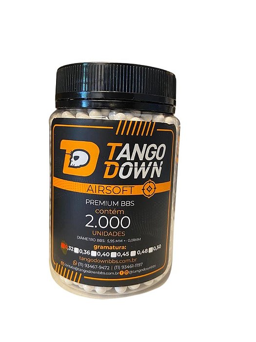 BBs Esferas Plásticas Airsoft - Tango Down - 0.32g - 2000und