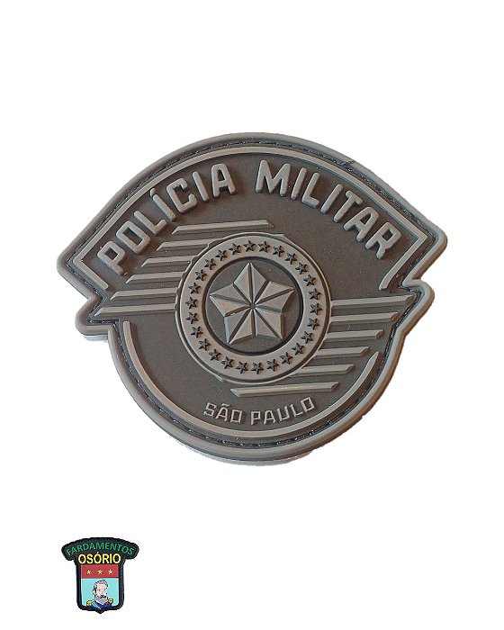 BRASÃO EMBORRACHADO PRETO/CINZA - PMESP (COM VELCRO)