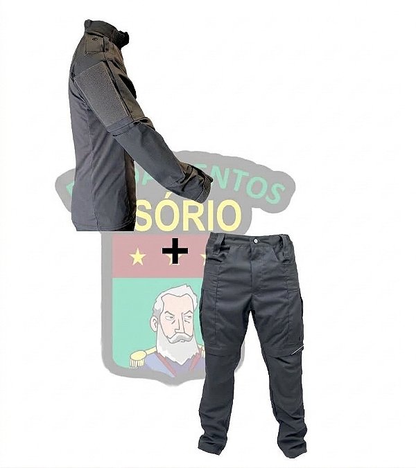 CONJUNTO OSÓRIO - COMBAT SHIRT + CALÇA - CINZA BANDEIRANTES - PMESP