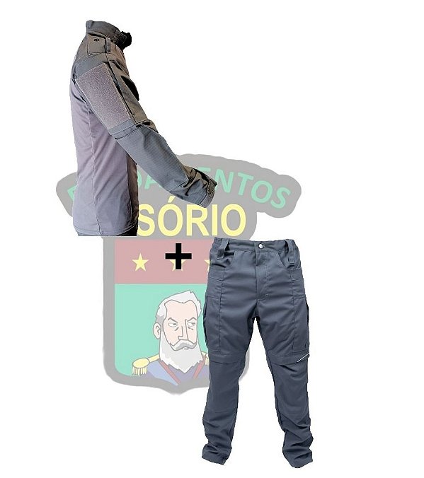 CONJUNTO OSÓRIO - COMBAT SHIRT + CALÇA - CINZA BANDEIRANTES - PMESP