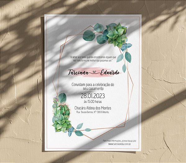 Convite de Casamento 01 - Aramado com Suculentas