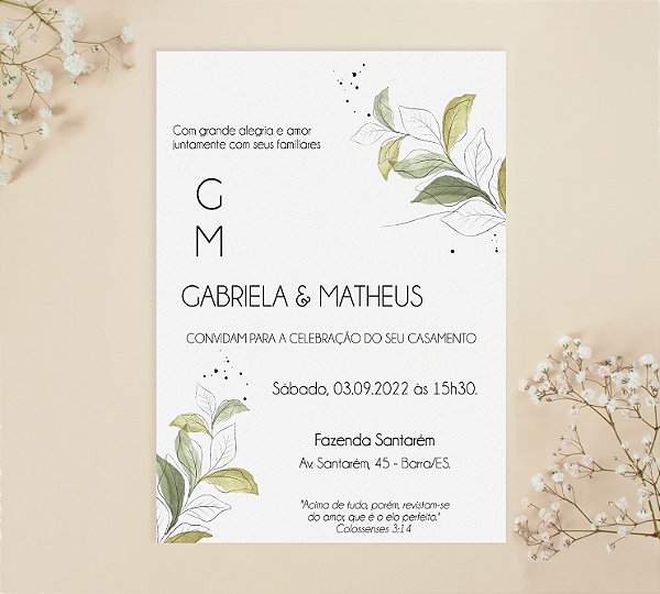 Convite de Casamento 04 - Folhagens