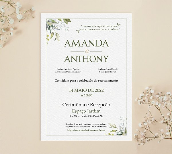 Convite de Casamento 13 - Folhagens