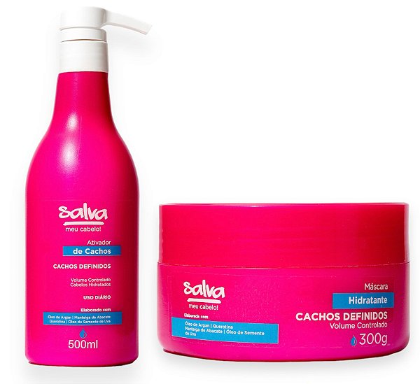 DUPLA HIDRATA E ATIVA Ativador de Cachos 500ml + Máscara de Hidratação para Cacheadas 300ml