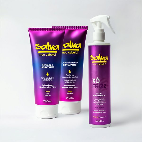 Shampoo + Condicionador Hidratantes 240ml + Spray Finalizador Xô Frizz 300ml