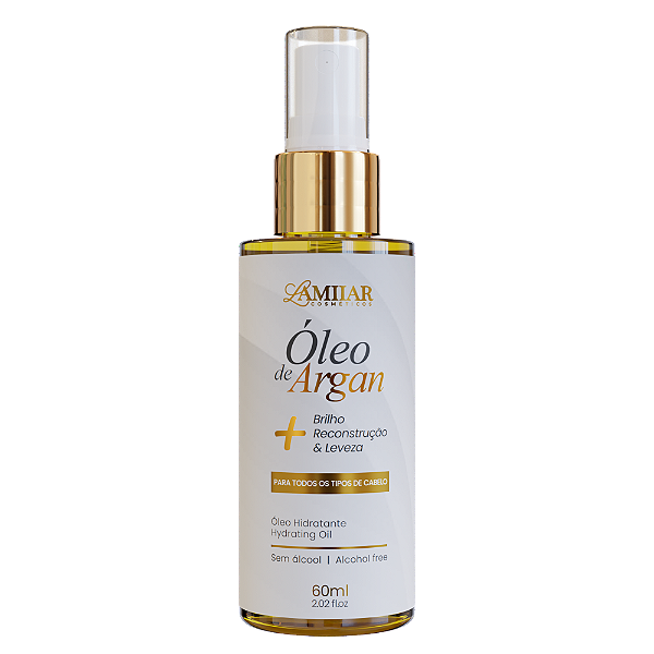 Óleo Capilar de Argan 60ml – Finalizador com Brilho Intenso, Hidratação e Proteção Térmica