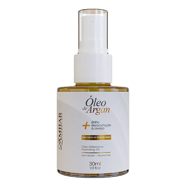 Óleo Capilar de Argan 30ml – Finalizador com Brilho Intenso, Hidratação e Proteção Térmica