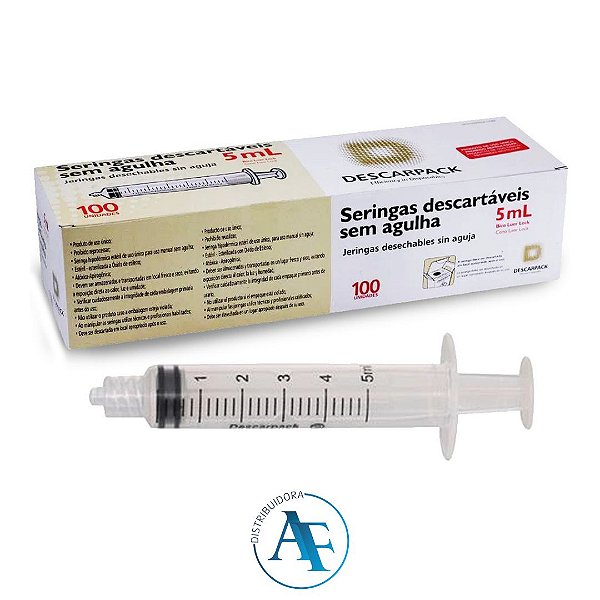 Seringa Descartável 5ml Luer Lock C/ 100un Descarpack