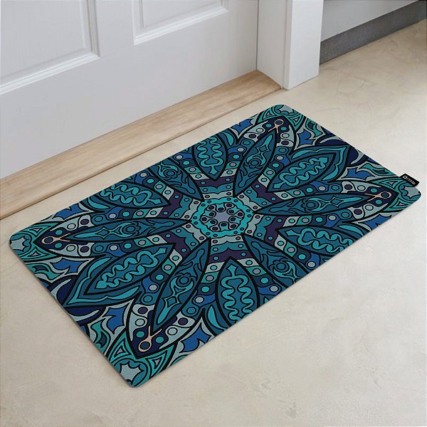 Tapete Decorativo 60x40cm Mandala Azul