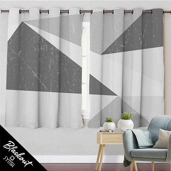 Cortina Synth (Blackout) 1,50x2,40 Abstract Cinza