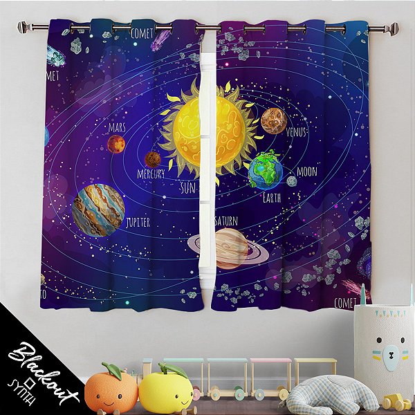 Cortina (Blackout) Synth Kids 1,50x2,40m Sistema Solar 01