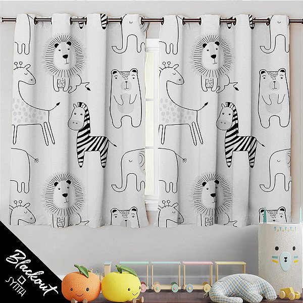Cortina Blackout Infantil 1,50 x 2,40m – Animais | Synth Kids
