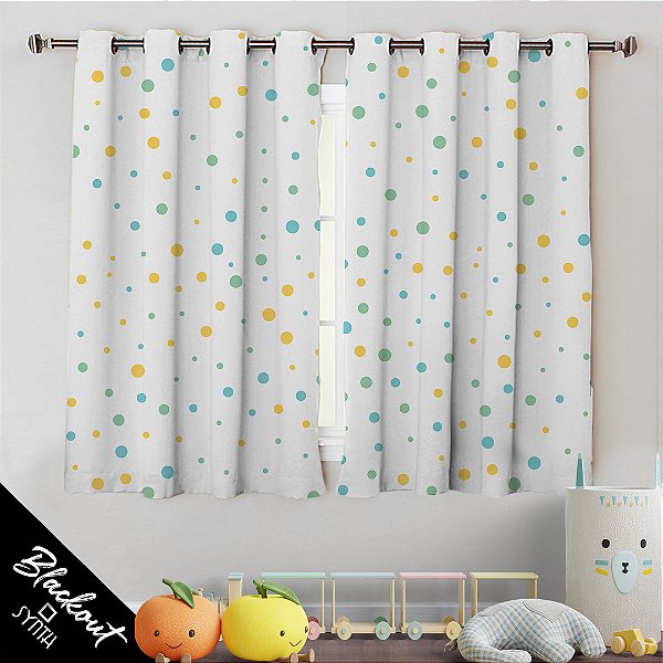Cortina Blackout Infantil 1,50 x 2,40 m – Bolinhas (Poá) | Synth Kids