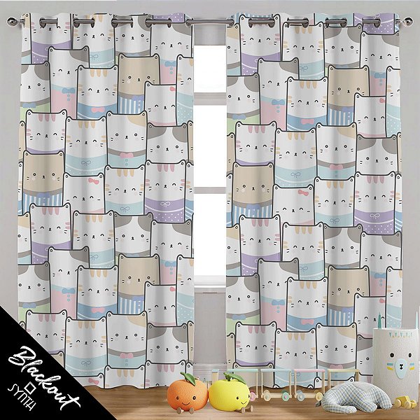 Cortina (blackout) Synth Kids 2,50x2,80m Gatos 22