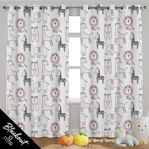 Cortina (Blackout) Synth Kids 2,50x2,80m Animais 02