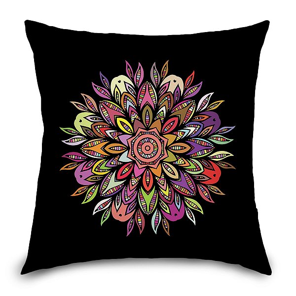 Capa de Almofada Synth 45x45cm Mandala Colorida 05