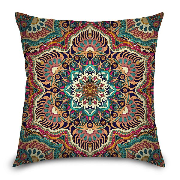 Capa de Almofada Synth 45x45cm Mandala Colorida 02