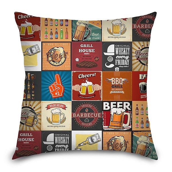 Capa de Almofada Synth Decor 45x45cm Boteco Vintage