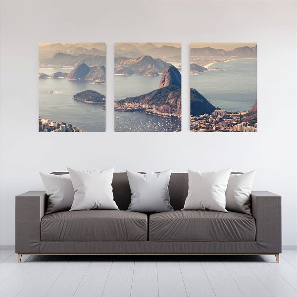 Kit Quadro Canvas 50x70cm com 3 peças Pão de Açúcar