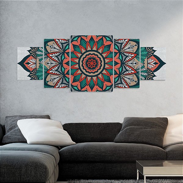 Conjunto Telas 5 pçs. 174x70cm Mandala Colorida 41