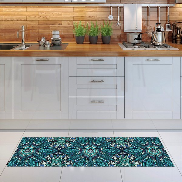 Passadeira Decorativa 180x40cm Mandala Azul