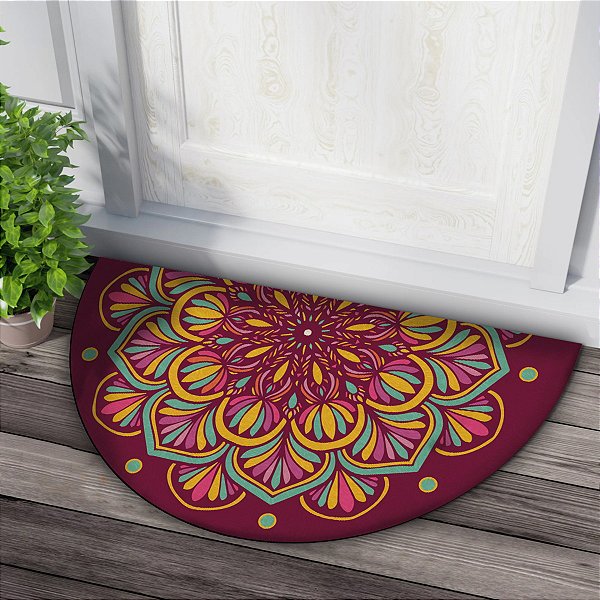 Tapete Meia Lua 80x40cm Mandala Colorida 01