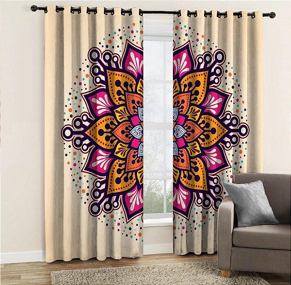 Cortina Synth 2,50x2,90cm Mandala Colorida 48
