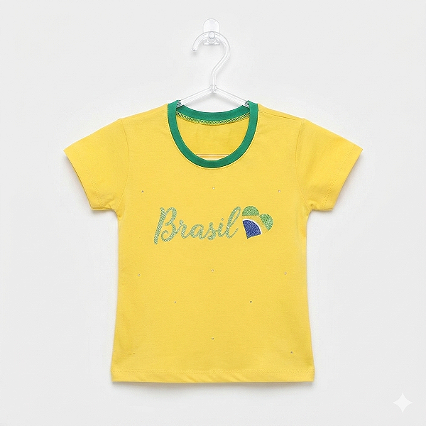 Camiseta Brasil verde e amarela infantil